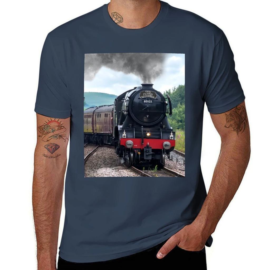 Flying Scotsman Crossing The Points Tshirt Large Size Basic Casual Tshirt