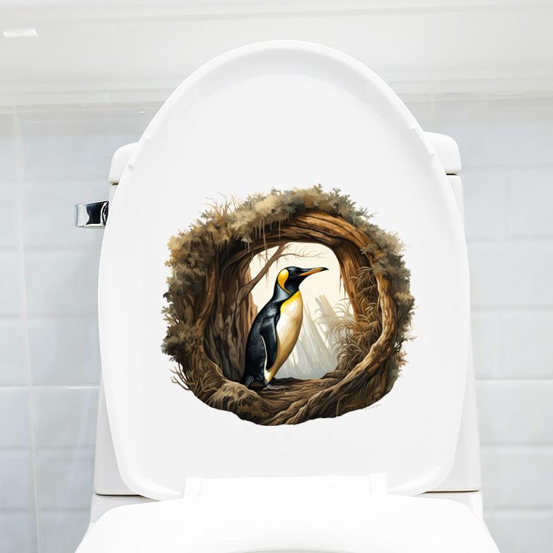 Creative 3D Various Cartoon Animal Toilet Lid Sticker Bathroom Wall Decal Home Decor
