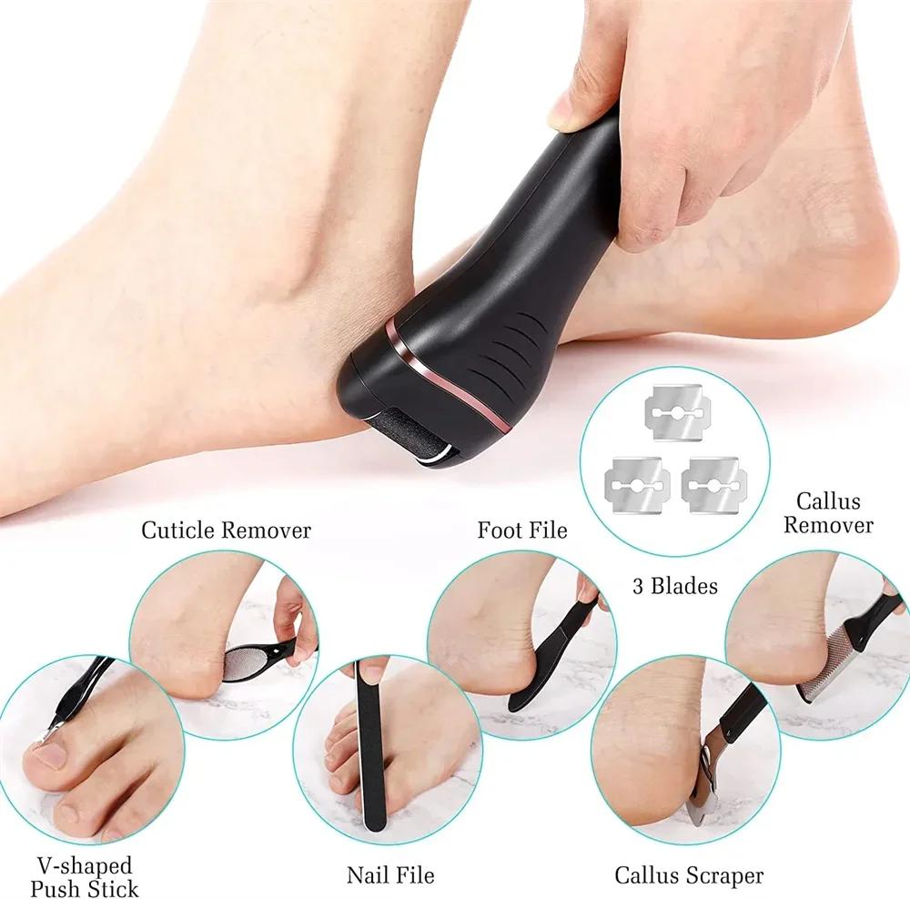 3 Heads Electric Callus Remover Professional Foot File Grinder Pedicure Machine Rechargeable Heel Cracked Dead Skin Scrubber