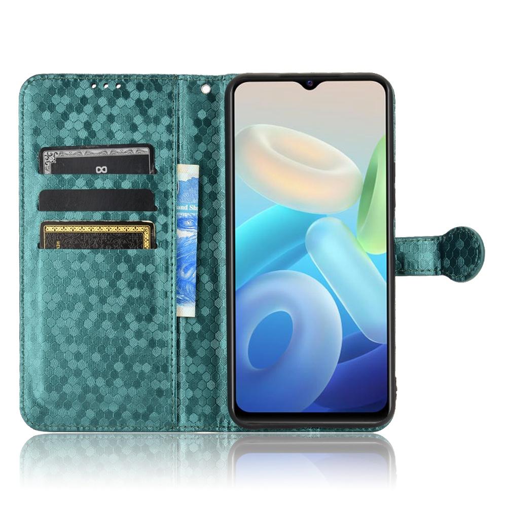 

For vivo T1 5G/Y75 5G/Y55 5G Drop-proof Folio Flip Phone Case Dot Pattern Imprinted Phone Wallet Cover Stand PU Leather Full Protection Shell Green