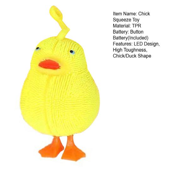 Populární LED Stress Relief TPR Lovely Animal Yellow Duck Fidget Senzorická hračka Dětské potřeby Chick Squishes