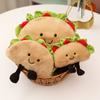 1pc Plush Taco Cake Toy Cute Simulation Food Mexican Roll Hamburger Soft Doll Cut Home Decor Keychain Pendant Kids Birthday Gift