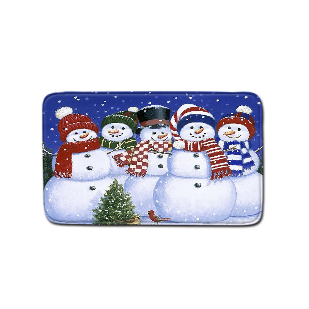 Christmas Shower Curtain Floor Mat Combination Four-Piece Set Bathroom Toilet Carpet Shower Room Mat Foot Mat
