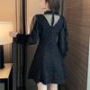 Long Sleeve Dresses Women Black Lace Patchwork Casual Office Ladies Elegant Slim Party Spring Vestidoes Chic Mid-Calf Vintage