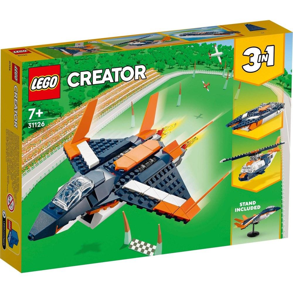 LEGO Creator Expert Supersonic Jet Toy Playset 31126 Vehicle Car Minifigure Birthday Gift for Boys and Girls Age 7-9 Small Children