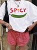 2026 Summer New Hot Selling WoUnisexs Round Neck Short Sleeve TShirt Loose Chili Letter Print Casual Fashion Top