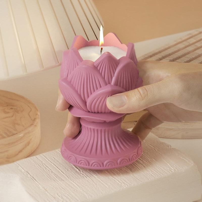 DIY Lotuses Silicone Mold Candle Holder Aromatherapy Gypsum Cement Mould 3D Flower Epoxy Resin Molds Home Decorations