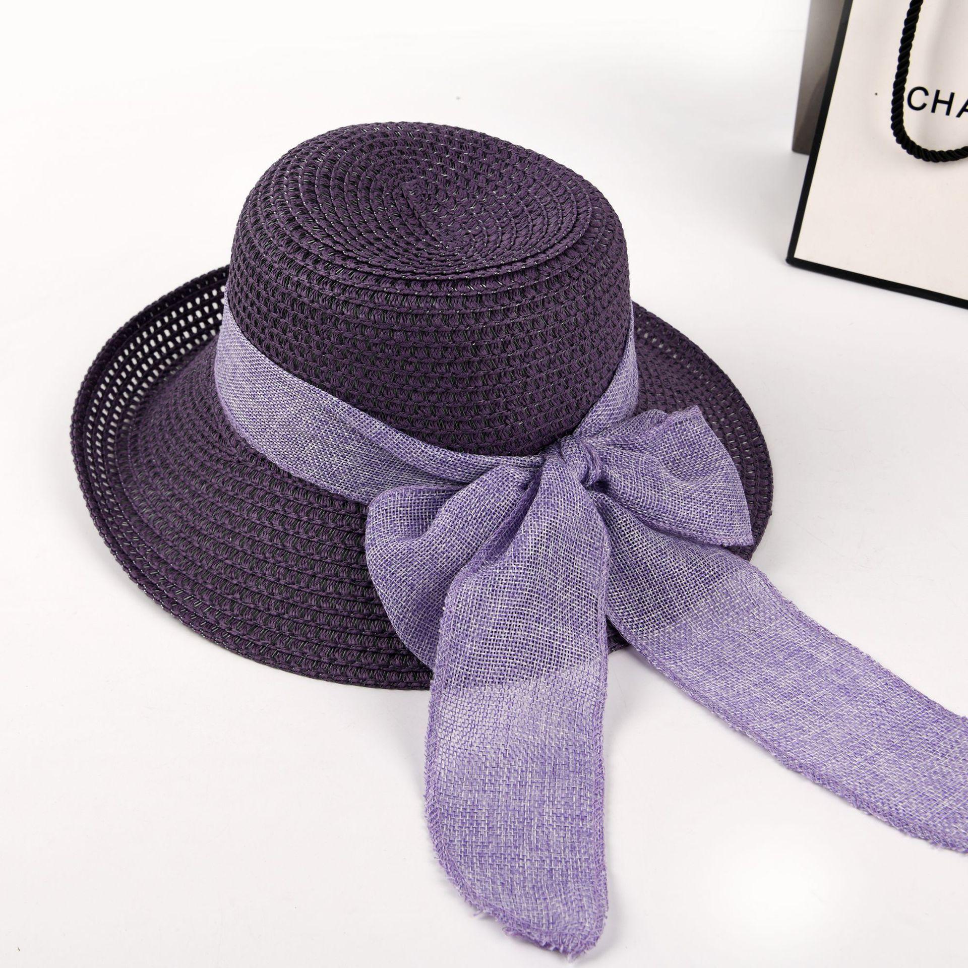 

Women s Summer Straw Hat with Bow & Wide Upturned Brim One Size темно-фіолетовий колір