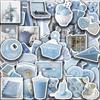50/100PCS Autocollants Esthétiques Créatifs Dessin Animé Bleu & Rose Papeterie Décorative Imperméable Autocollants pour Téléphone Scrapbook