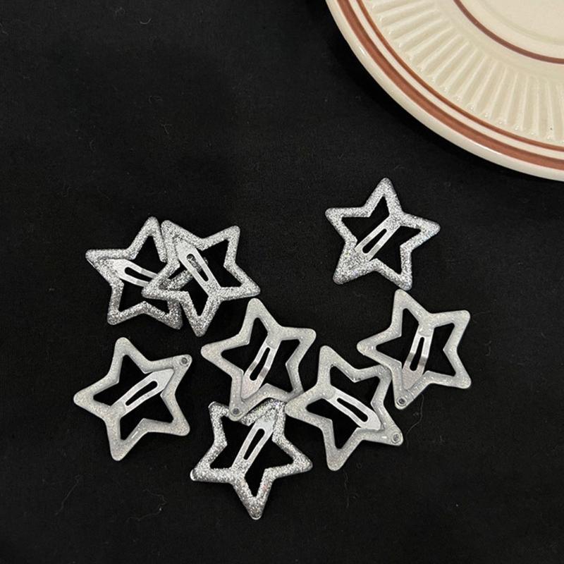 2Piece Star Snap Hair Clip Non-slip Metal Hair Barrettes Hair Accessory for Women Girls Fashion Star Hairpin for Kids