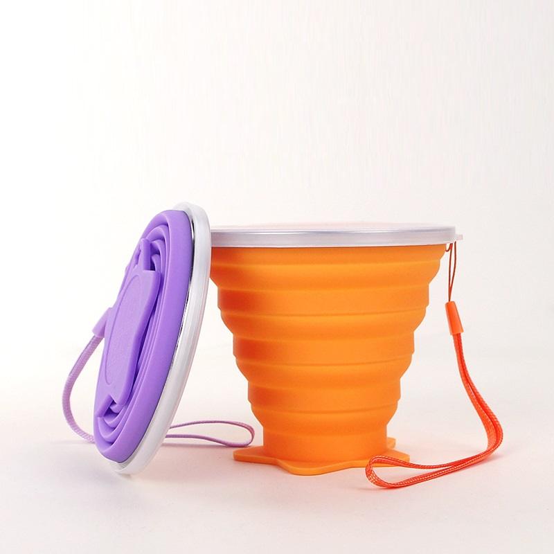270ml Folding Cup Food Grade Water Cup Travel Silicone Retractable Coloured Portable Outdoor Coffee Handcup Travel Mouthwash Cup