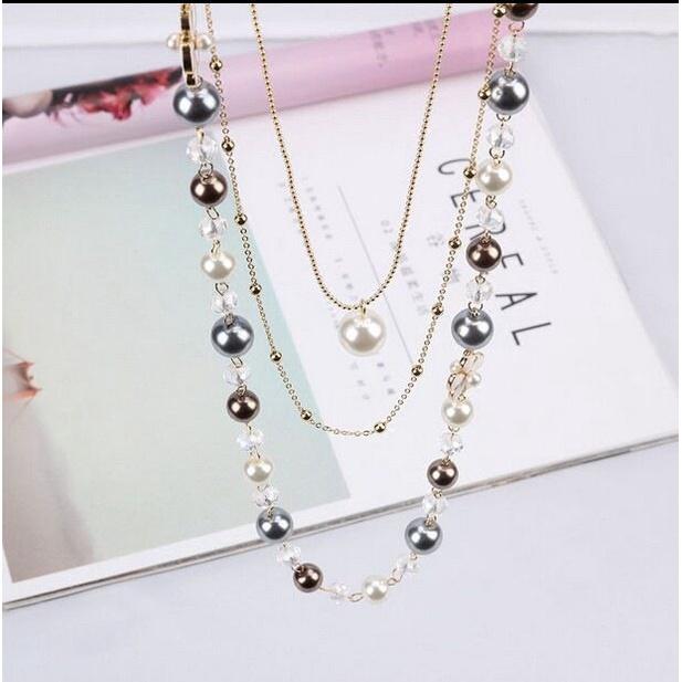 Exquisite Long Multilayer Pearl Sweater Chain Necklace Female Fashion Famous Long Necklace Jewelry Collier Femme Party