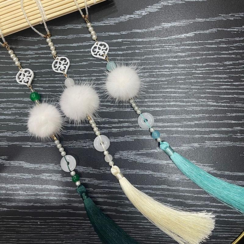 Vintage Chinese Hanfu Pendant Traditional Tassels Waist Pendant Imitation Jade Fashionable Jewelry for Celebrations