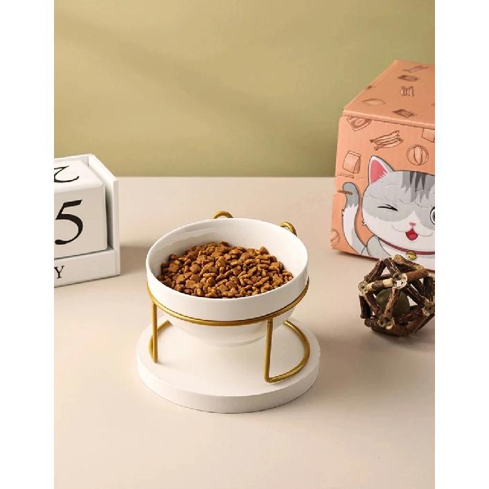 Pet Ceramic Bowl Cat Food Bowl Cervical Protection Pet Supplies Dog Drinking Water Bowl Cat Food Feeding with Raised Stand