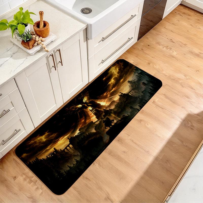 Elden Flannel Kitchen Mat Christmas Soft Area Rug Non Slip Floor Carpet Home Decoration