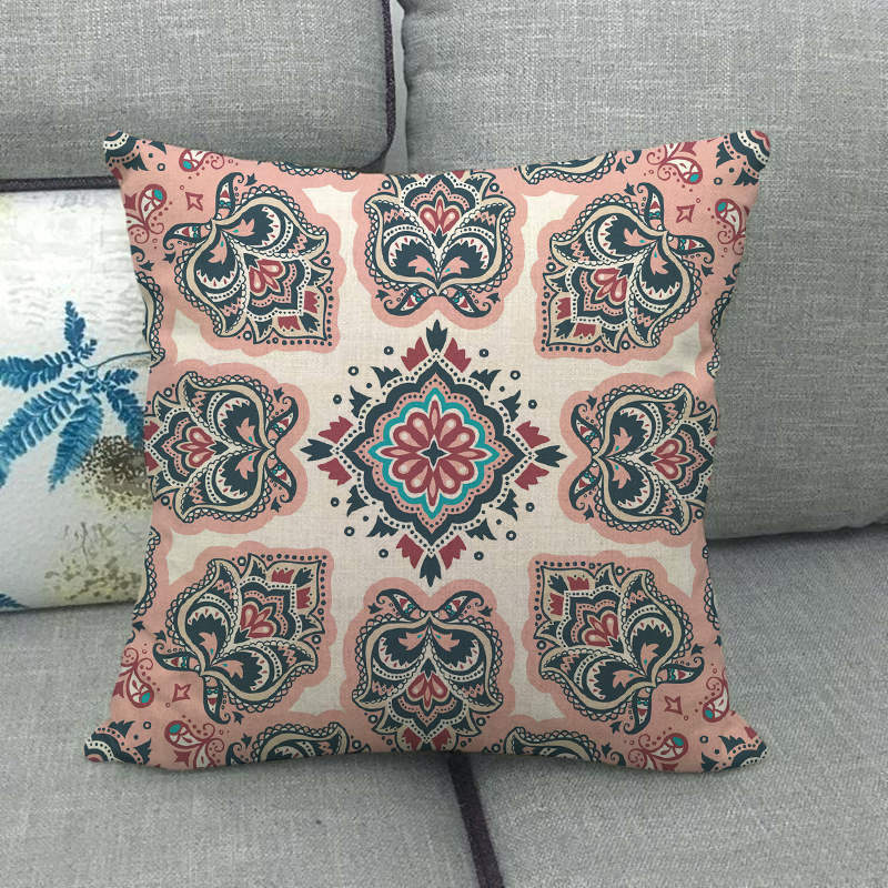 Nordic Bohemian Floral Pattern Digital Printing Short Plush Pillow Covers For Car Sofa Office Cushion Cover Home Goods