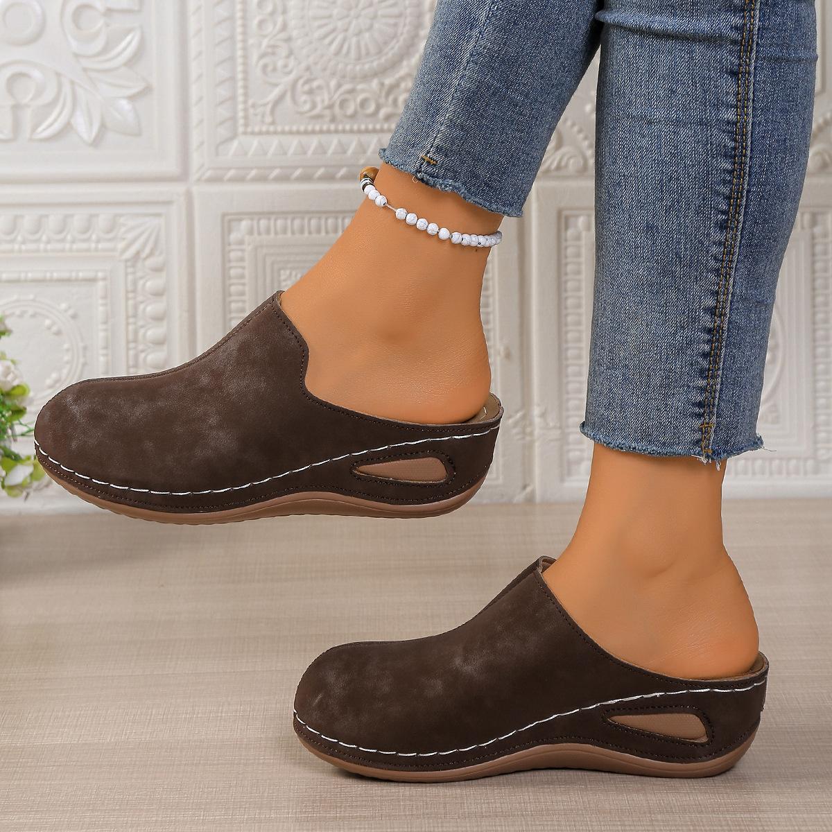 

Новые сандалии большого размера с круглым носком, дышащие, и женская обувь 43 кофейный