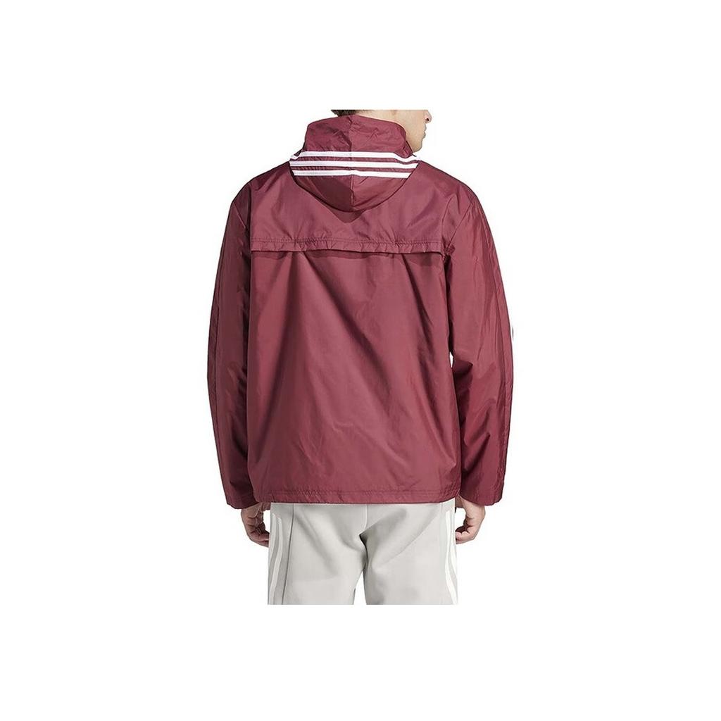 Adidas Jachetă cu glugă și mâneci lungi cu imprimeu logo literă pentru bărbați Jachete Roșu-închis IS1335