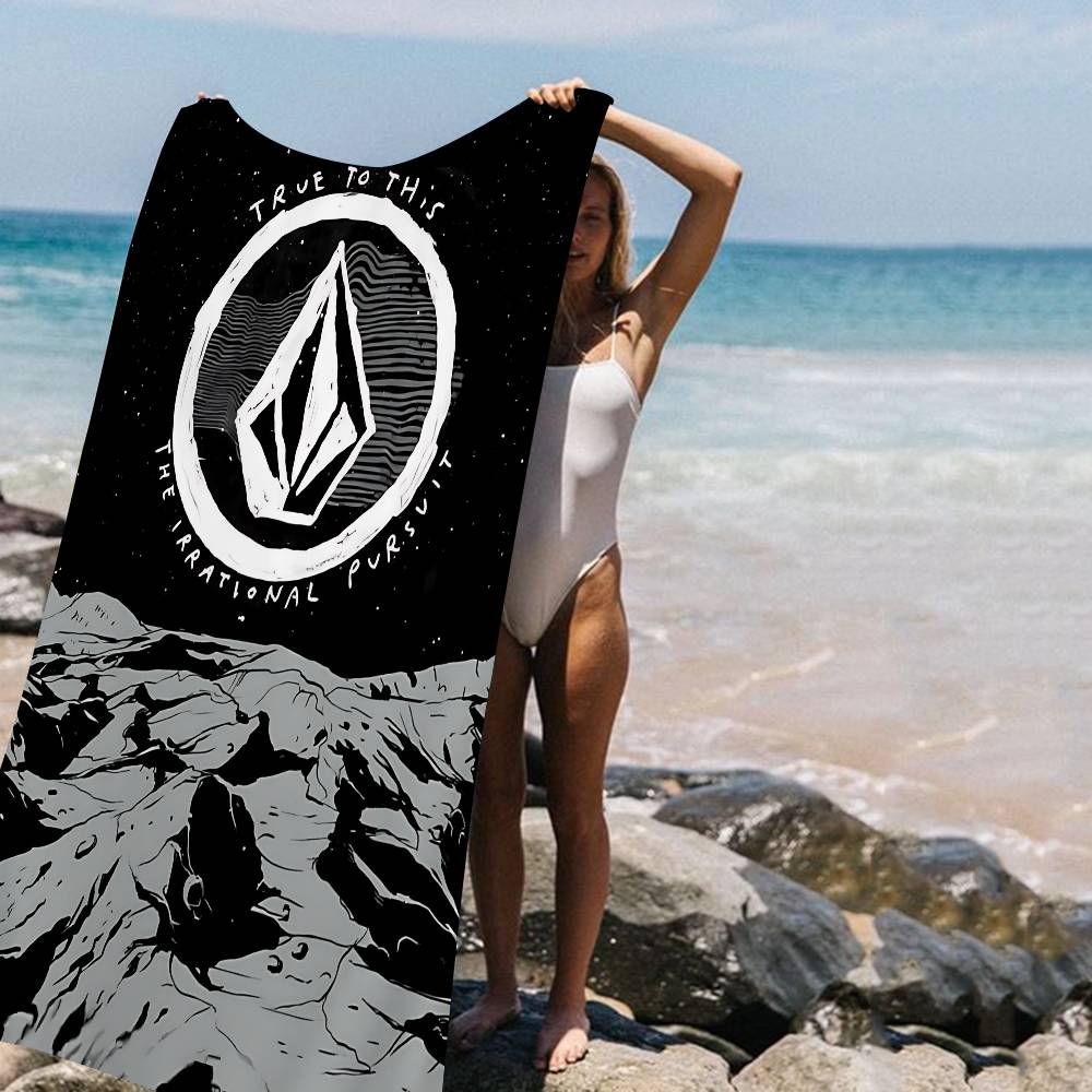 V-Volcoms LOGO Beach Towel Colorful Bath Towels For Girl Microfiber Quick Dry Sand Free Beach Yoga Spa Gym Pool