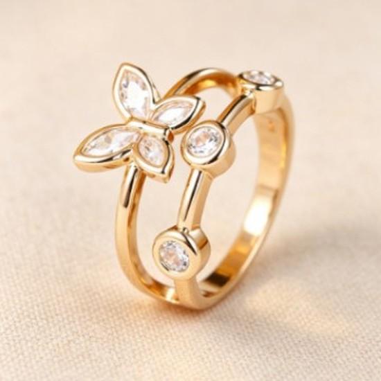 European and American Style Butterfly Zircon Ring  Exquisite and Luxurious Accessories for Trendy Influencers