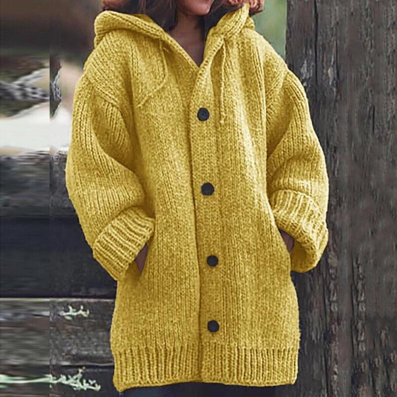 Super Cozy Plus Size Womens Hooded Knitted Cardigans Jumper Sweater Winter Jacket