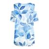 Women's Summer Fashion Casual Floral Print Off-the-shoulder V-neck Short-sleeved T-shirt Top