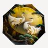 1pc Full Moon Crane Design Automatic Opening/Closing Umbrella with Foldable Design, Iron Frame, Outdoor Use, Festival Gift, Suitable for Fans, Tr