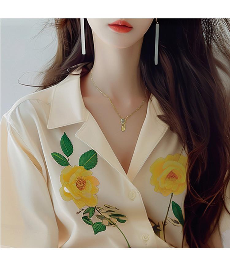 2025 Summer New French Tea Break Kikyo Exquisite Collar Style Shirt Women's Fashion Versatile Top