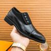 Herren Allwetter Spitz zulaufende Britische Leder Patchwork Slip-On Lässige Formelle Schuhe