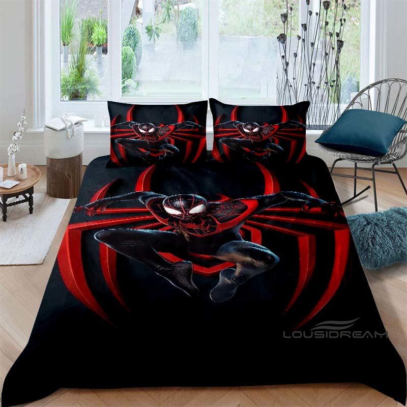 Cartoon pattern duvet cover and pillowcase bedding set, bedroom decoration for boys and girls, Spider-Man themed gift for childr