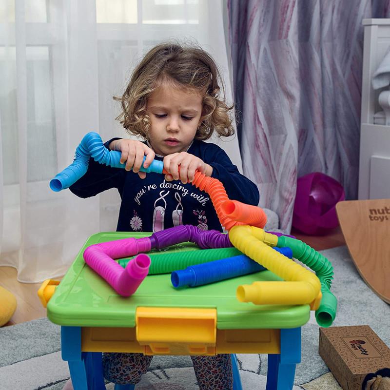 6/12 bucăți Fidget Pop Tube Jucării Senzorial Stretch Pipe Decompresie Reducerea stresului Copii Adulti Instrument senzorial de sunet
