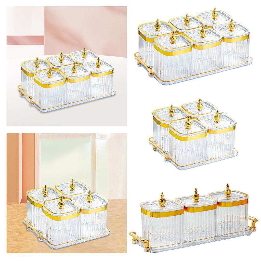 Condiment Jar with Tray and Lid Storage Container Seasoning Jar Divided Seasoning Box for Party Salt Nuts Dish Cruet Pepper