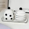 Ceramic Seasoning Pot Set With Individual Spoons Jar Spoon Tray Minimalist Design for