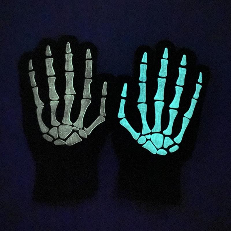 Glowing Hand Claw Gloves Full Finger Gloves Adult Unisex Gothic Knitting Gloves
