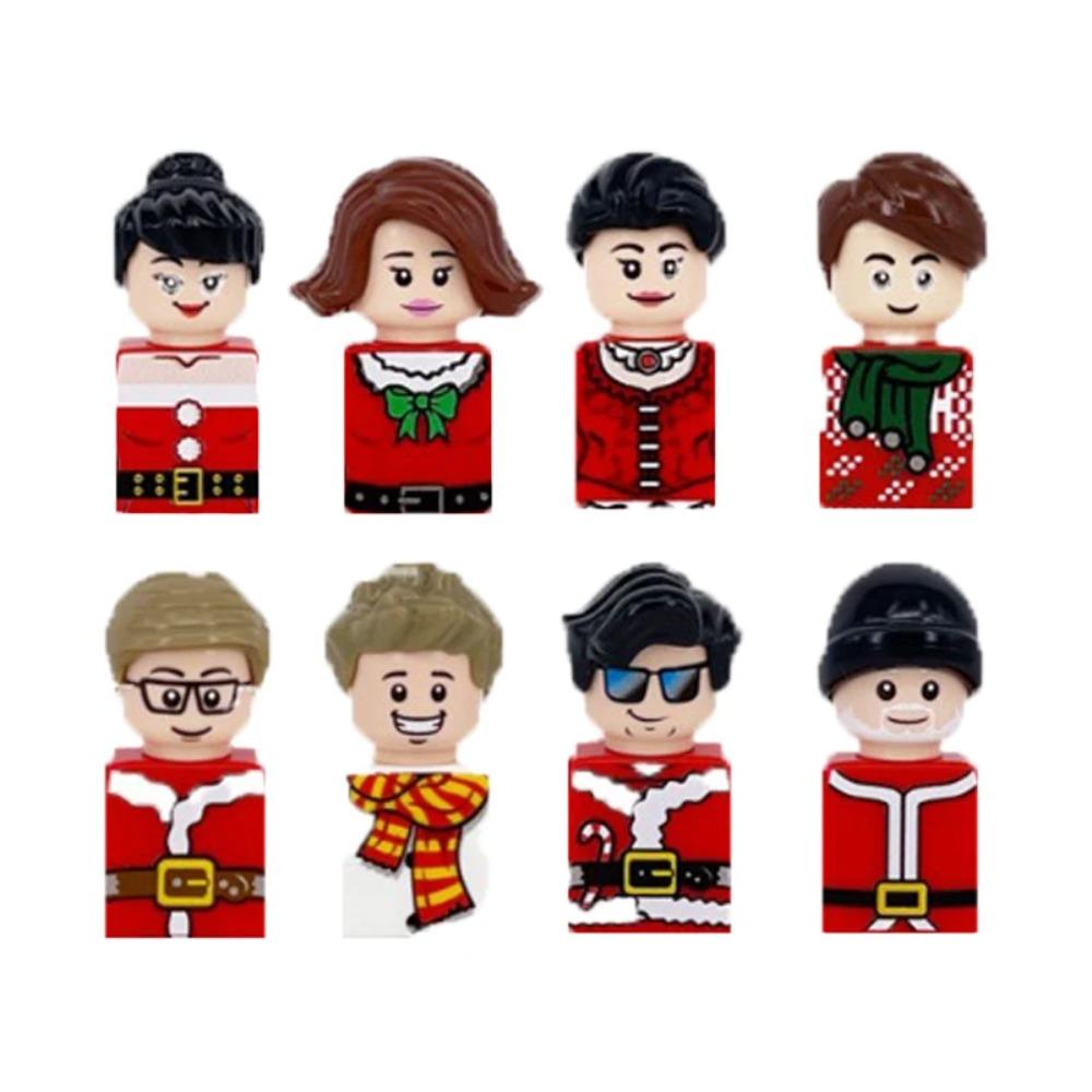 Winter City View Merry Christmas Decoration Flower Wreath Building Blocks House Home Santa Claus Figures Snow Window Bricks Toys