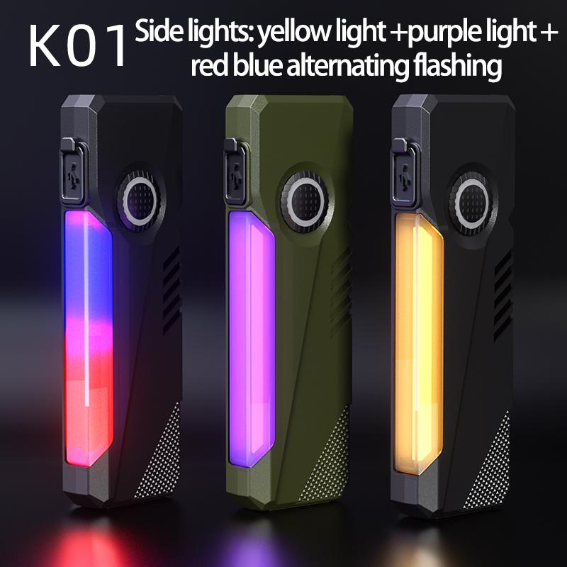 Triple Light Source EDC Flashlight (K01/K02)-Super Bright White LED,Green Laser Pointer & 365nm UV Light for Currency Detection,Camping, Maintenance