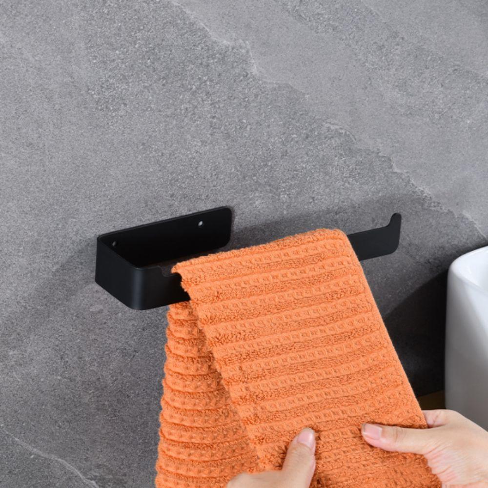 Self Adhesive Bathroom Rack Black Finish Towel Rail Hardware Set Towel Hanger  Bathroom Use
