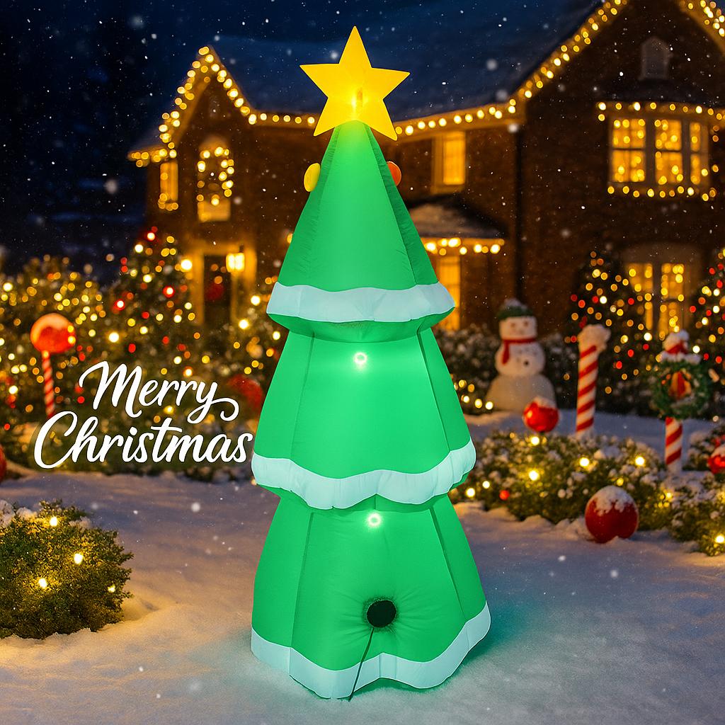 4.9FT LED Lit Inflatable Xmas Yard Decorations Christmas Tree with Candy Canes Christmas Supplies Home Decor Ornaments Toy Gifts