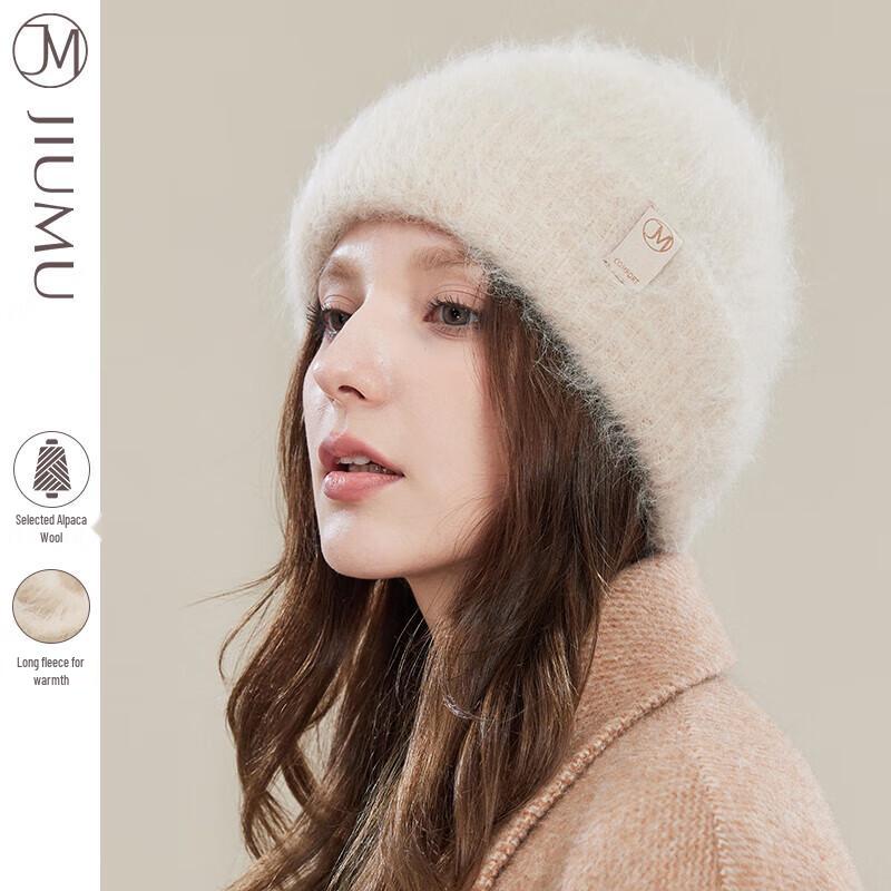 JIUMU Women's Warm Alpaca Wool Knit Beanie