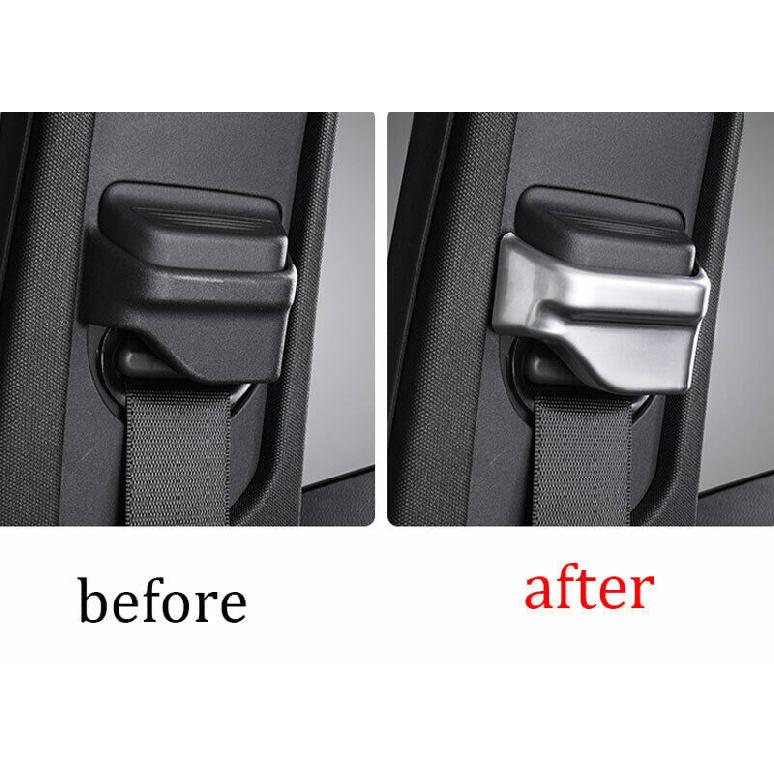 ABS Silver Seat Belt Adjustment Cover Trim 2PCS For Benz C-Class W205 2015-