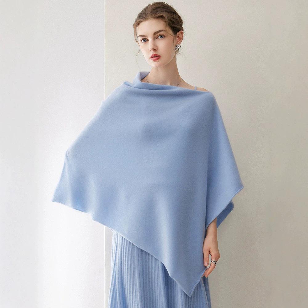 Kangsai Women's Cashmere Shawl: One-Shoulder Irregular Knit Cape Cardigan for Spring & Autumn