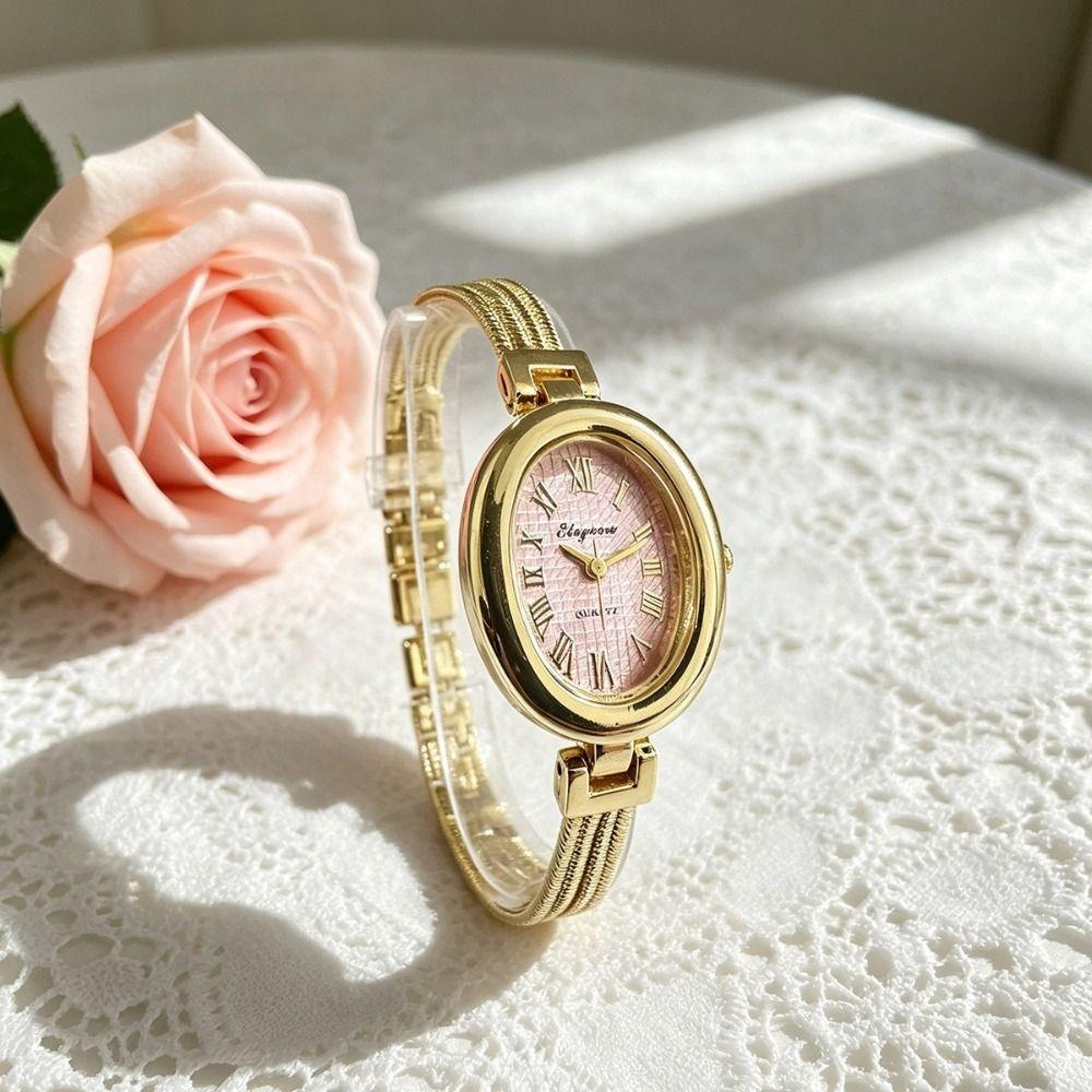 Gold Tassel Chains Watch Alloy Oval Quartz Watch Delicate Quartz Wristwatch  Fashion Wear
