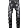 2024 Pantaloni din denim europeni și americani non-stretch, blugi bărbați obișnuiți din bumbac negru spălat cu talie mijlocie
