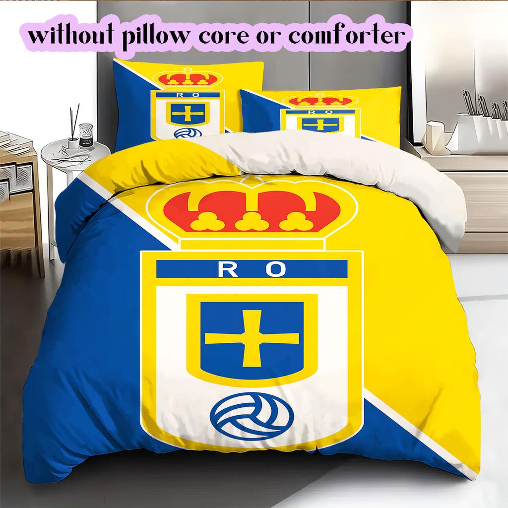 Biancheria da letto con motivo Real Oviedo, Set piumone Copripiumino Federa Regalo di Compleanno per la Casa (1*copripiumino+2*federe,senza imbottitura)