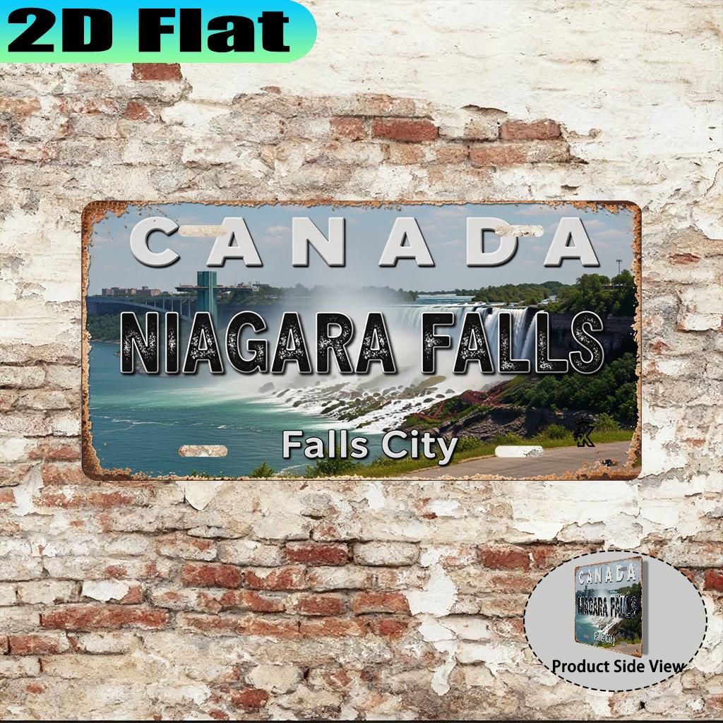 D Flatpc Niagara Falls Falls City retro aluminum sign license plate (xin) retro urban style travel enthusiast gift 15x30cm(5.9x7.8inch)