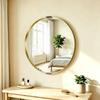 Round Wall Mirror 61 Cm Wall Mounted Bathroom Mirror With Tempered Safety Glass And Aluminium Alloy Frame Gold Tone