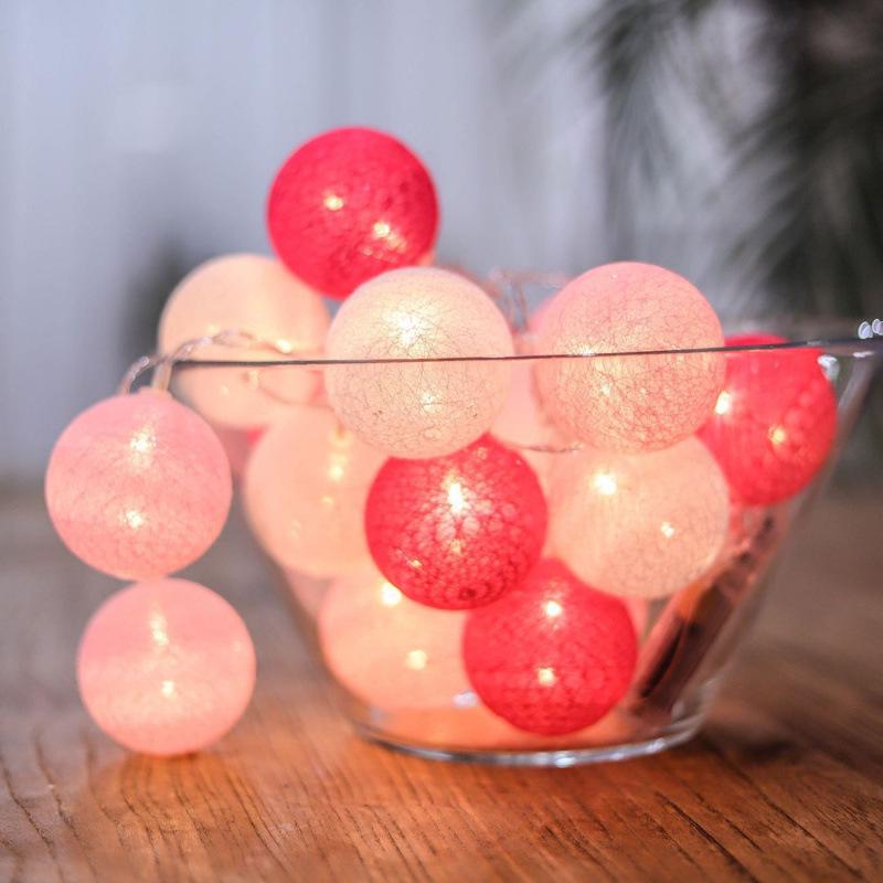 LED Rattan Cotton Ball Fairy Lights for Christmas & Bedroom Decor