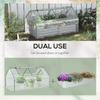 Raised Garden Bed with Greenhouse, Steel Planter Box with Plastic Cover, Roll Up Window, Dual Use for Flowers, Vegetables, Fruits and Herbs