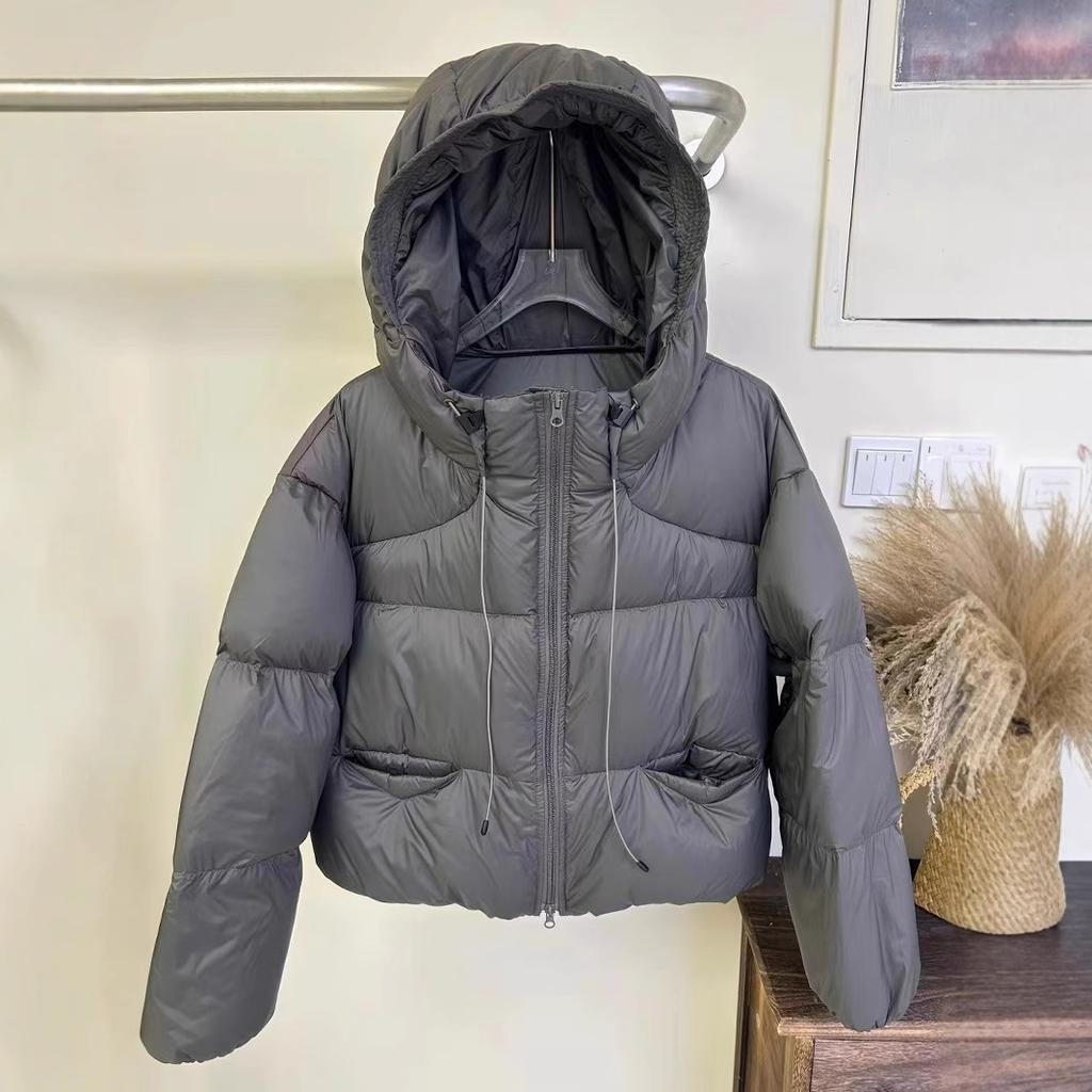 Winter new bud hat thickened down jacket women's short casual versatile white duck down hooded jacket