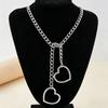 Hiphop Y2K Heart Slip Chain Necklace For Women Punk Rock Love Chain Choker Necklace Couples Party Jewelry Gift Accessories